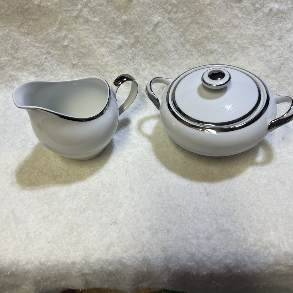 Harmony House Moderne pattern Sugar And Creamer Set Japan # 3545 VTG